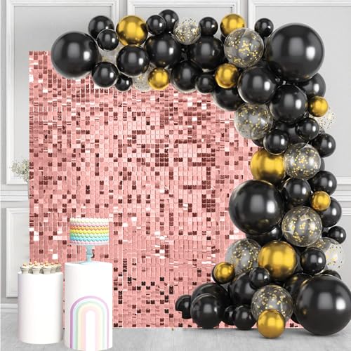 Image of Rosegold Shimmer Wall Backdrop, 24 Panels, 6x4 Ft Photo Backdrop | wedding backdrop birthday backdrop party decoration photo booth backdrop bridal shower baby shower event decoration