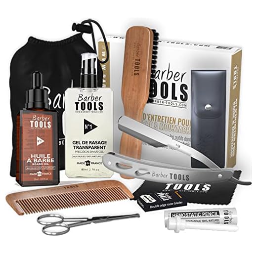 Set de barba y afeitado para hombre | Aceite de barba, gel de afeitar transparente, Navaja de afeitar, cepillo de barba, peine de barba, tijeras, bolsa de almacenamiento - Kit de accesorios para barba