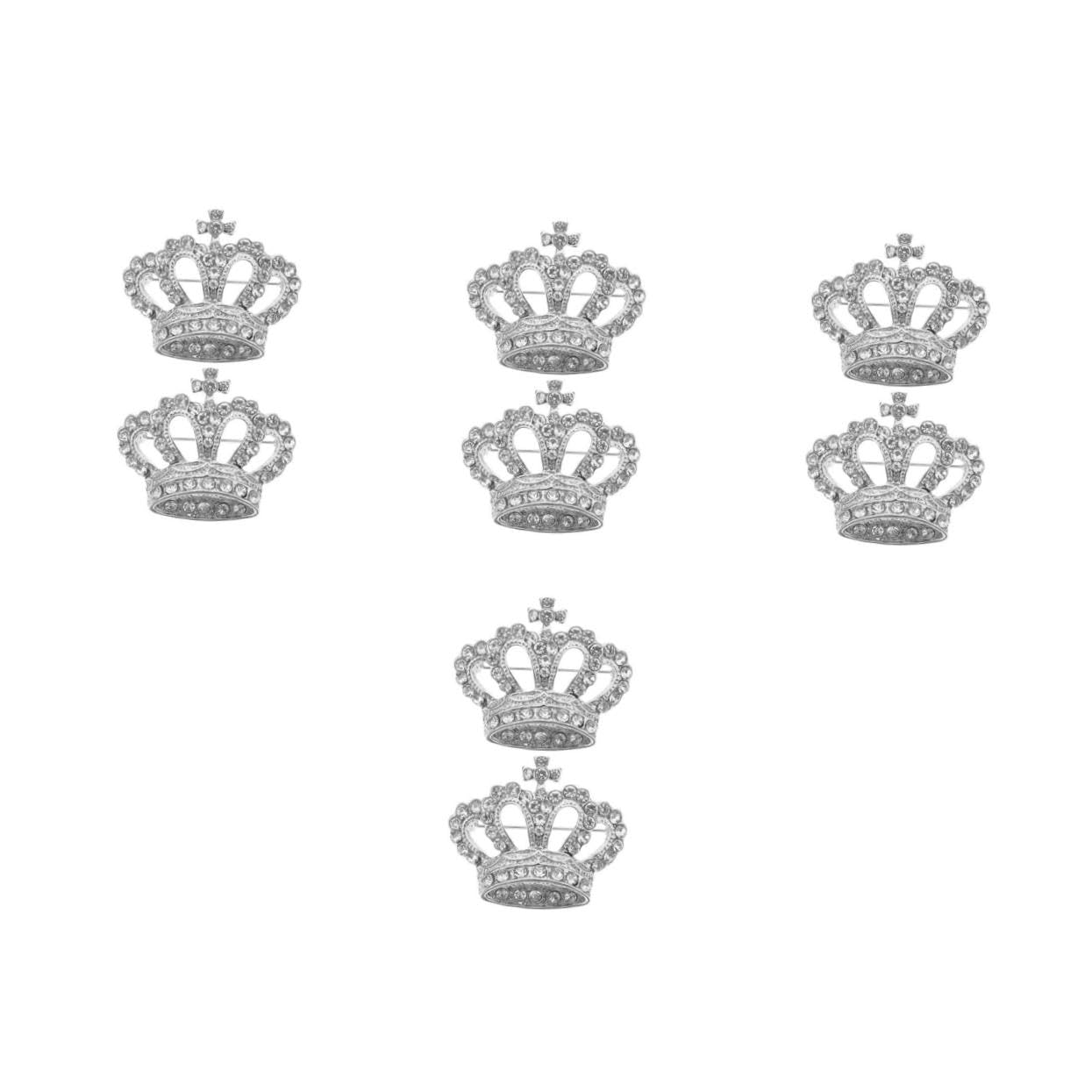 4Sets Crown Circon Pins Broche Broche Pin Aleación Silver 2pcs*4