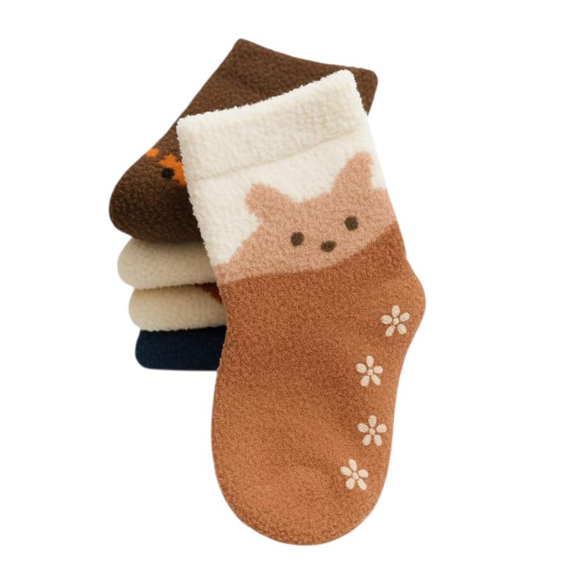 Anti-Slip Thermal Baby Socks Kids Ankle Socks - Plush Wool Blend (1 YEAR -3 YEAR)-image-30