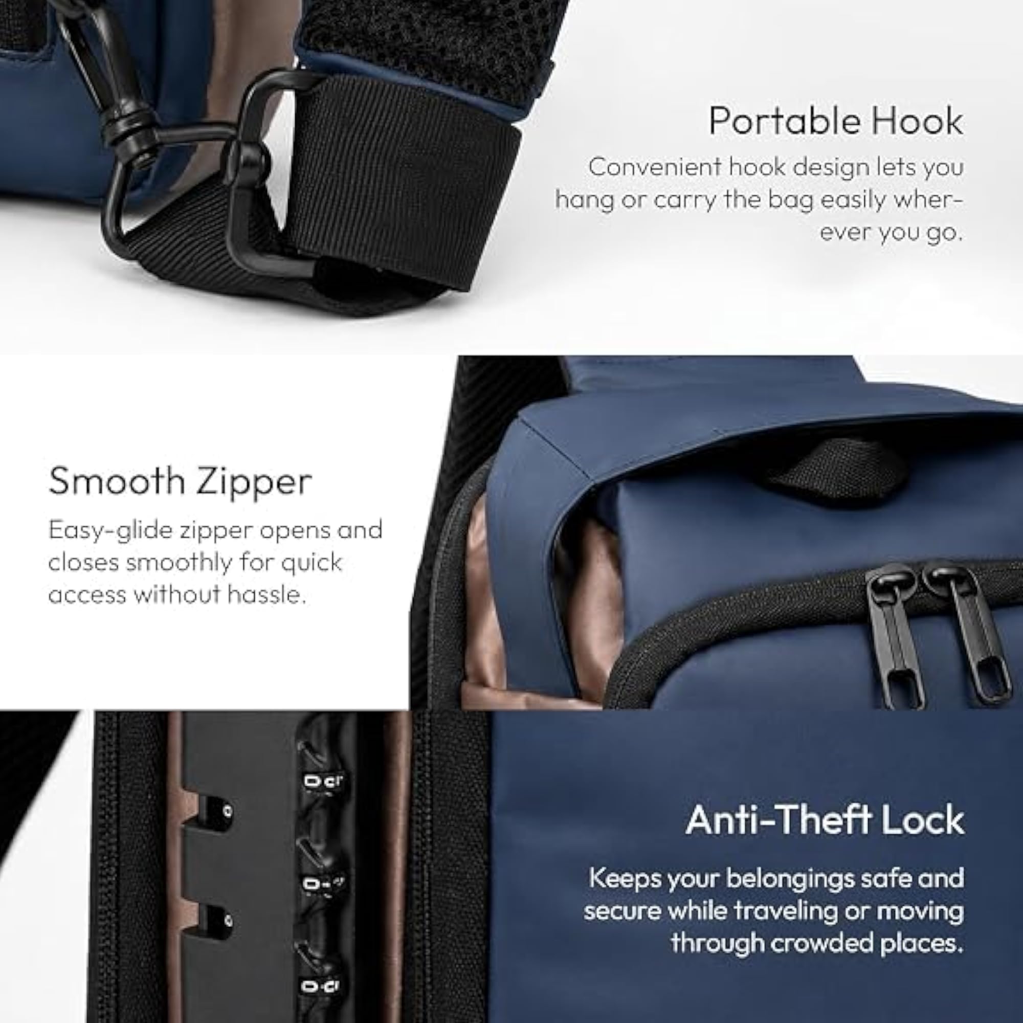 Waterproof Anti-Theft Sling Bag with USB Charging Port