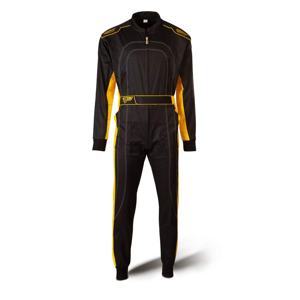 Combinaison Karting Enfant Speed - Overalls Noir/Jaune Pour Karting Intérieur, Style Course Confortable