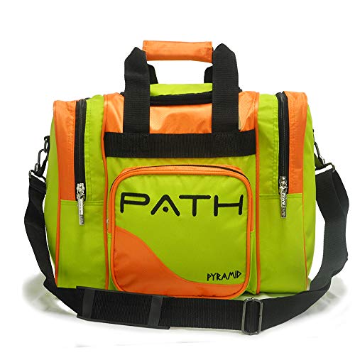 Pyramid Path Pro Deluxe Single Bowling Ball Tote Bowling Bag - Holds One Bowling Ball, One Pair of Bowling Shoes Up to Mens 15 Shoes and Accessories (Lime Green/Orange)