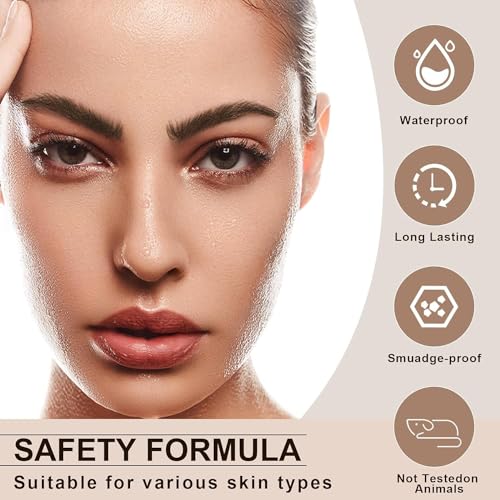 Eyebrow Pencil, Eyebrow Pen, Natural Eye Brow Pencils for Women, Liquid Waterproof Eyebrow Pencil, Smudge-Proof Brow Pencil with 4 Tip Microblading Eyebrow Pen Long-Lasting, Eyebrow Pencil Dark Brown - Image 3