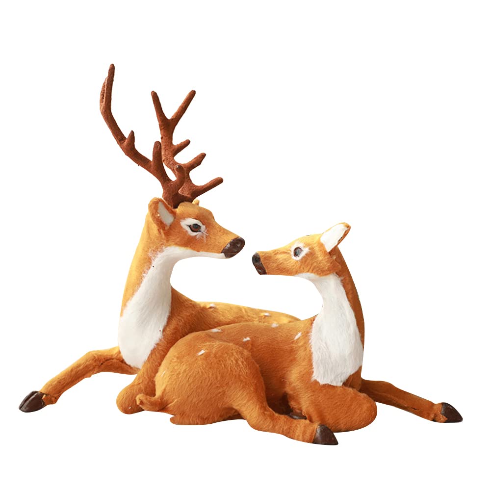 WINOMO 2 Stück Hirsch-Figuren – Miniatur-Rentiere Aus Kunstharz, Deko Für Weihnachten
