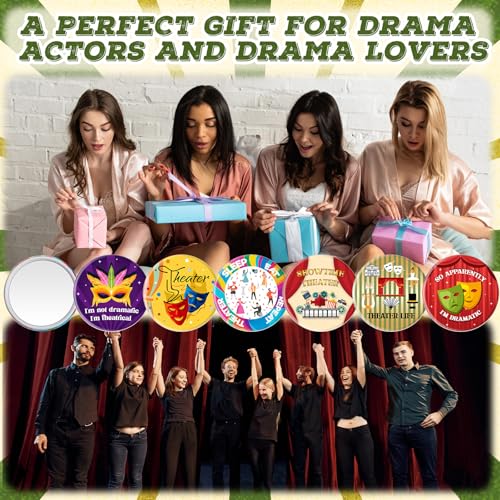 Image of Yalikop 24 Pieces Theater Gifts for Women Men, Theatre Life Mini Makeup Mirrors Portable Pocket Mirrors Musical Broadway Theatre Lover Gift for Director Thespian Writer Actor or Acting Enthusiasts