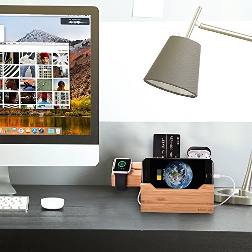 Uncle Jack Charging Dock Airpods Apple Watch Stand Bamboo Wood Charging Station Desk Organization Compatible With Airpods/Apple Watch/Iphone #TOP1