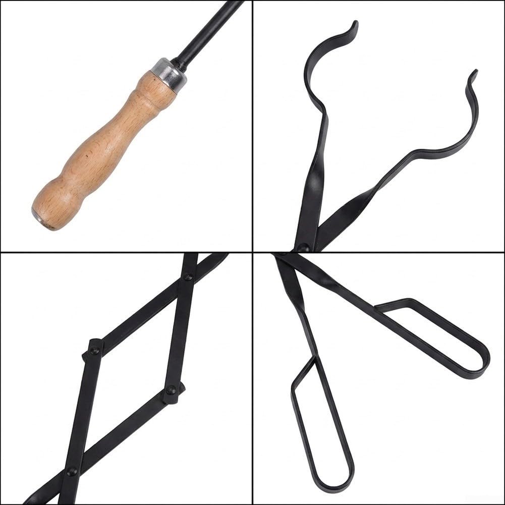 Juego Herramientas para chimenea Hierro para forjado Negro Juego
