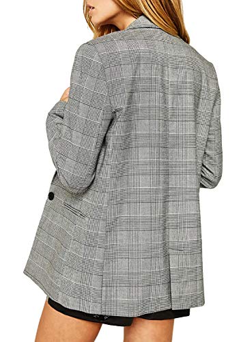 QZUnique Women's Casual Notched Lapel Blazer Loose Open Front Buttons Jacket Suit Long Sleeve Oversize Work Office Outwear2