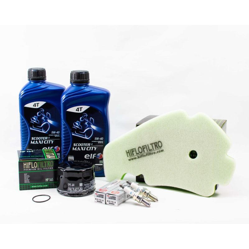 Kit Révision Filtres Bougies pour PIAGGIO MP3 500 HPE Business ABS de 2018 à 2020 - E.LF SCOOTER 4 MAXI CITY 5w40 2L