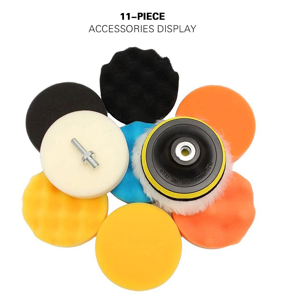 Juego de almohadillas de pulido de tampón de gofres de 11 piezas de 3/4/5/6 pulgadas para pulidora de coche + adaptador de taladro M10 M14 herramientas eléctricas, 6 pulgadas