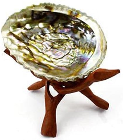 Vrinda ®Abalone Shell and 6'' Wooden Tripod Stand