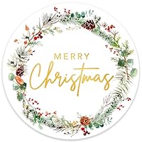 120 Pcs Merry Christmas Sealing Sticker 4cm Golden Self Adhesive Gift Label Xmas Berry Pine Sticky Sticker Envelope Seal Stickers for Presents Crafts Décor