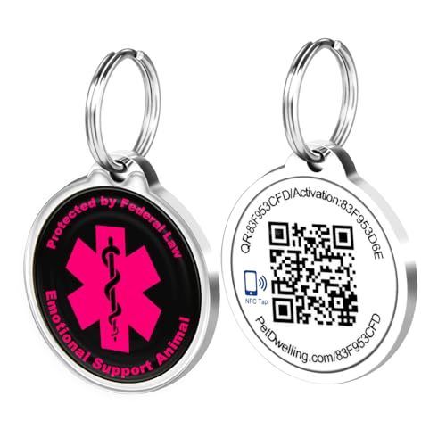 Pet Dwelling Smart QR Code Emotional Support Animal(ESA) ID Tag - Instant Online Pet Profile Access & Scanned Location ALerts (Black NFC)