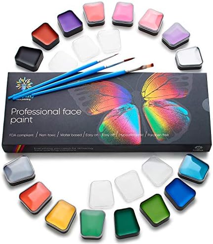 Face Paint Kit – Easy to Apply & Remove – Dermatologically Tested – Water Activated – Non-Toxic & Hypoallergenic – Professional Face Painting Kit for Kids & Adults