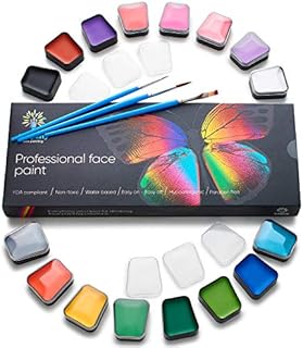 Face Paint Kit – Easy to Apply & Remove – Dermatologically Tested – Water Activated – Non-Toxic & Hypoallergenic – Professional Face Painting Kit for Kids & Adults