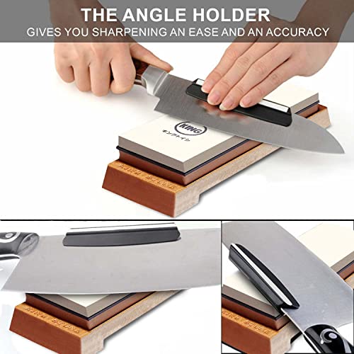KING Whetstone Starter Set Include 1000/6000 Grit Combination Whetstone made in Japan, Knife Angle Holder, B&B Japan Original Wiping Cloth and Stable Plastic Base - Image 2