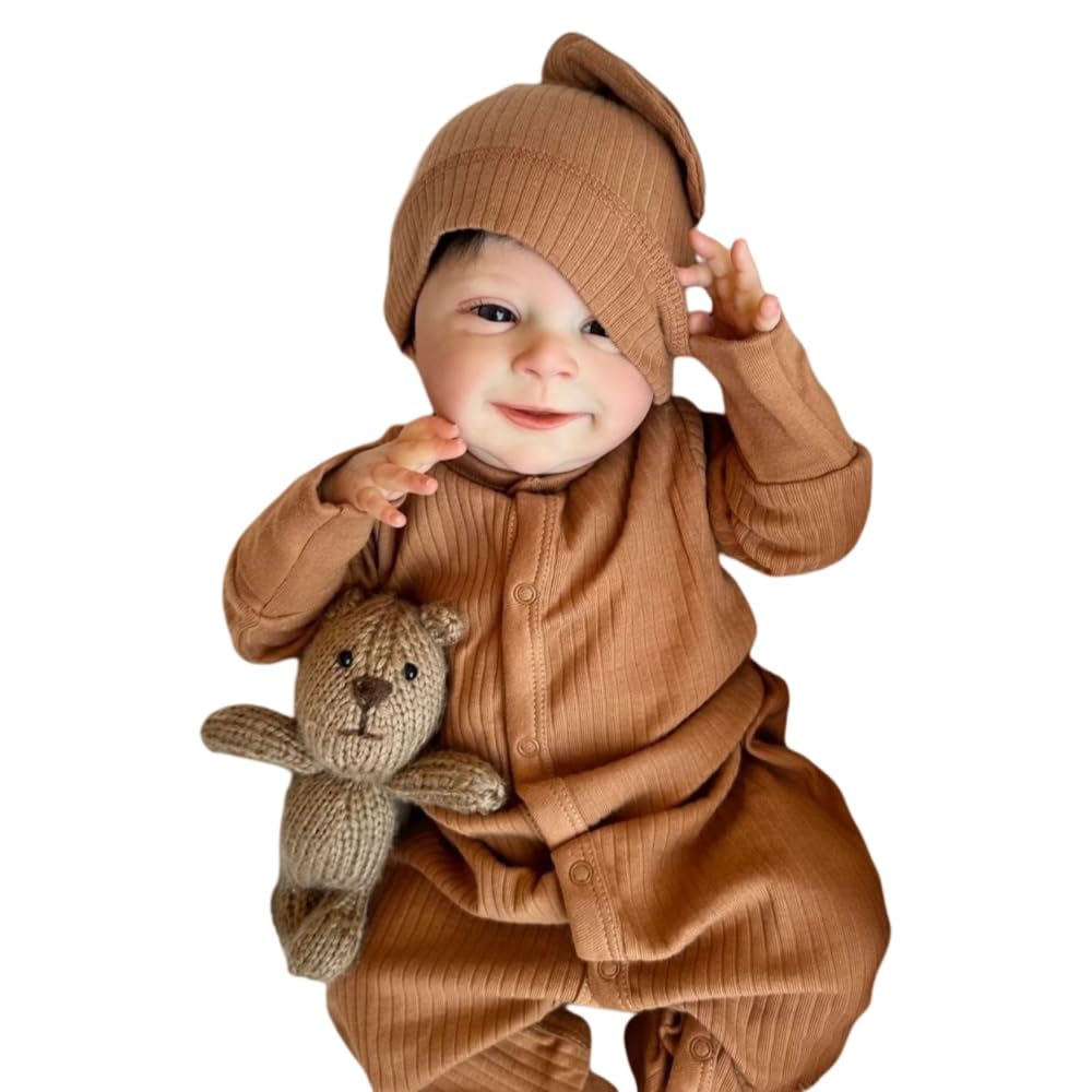 Scnbom Baby Reborn lalka Dziewczyna True Silicone Poupon Realistyczne Maluch | 19 cali 48 cm chłopiec otwarte oczy