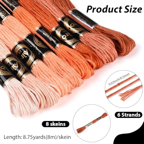Image of 8 Skeins 70 Yards 6 Ply Variegated Cross Stitch Floss Gradient Friendship Bracelet String Colorful Polyester Embroidery Threads Yarn Bulk for Sewing Making Jewelry Needlecraft Knitting DIY