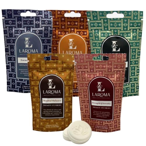 Laroma Aromatherapy Shower Steamers 10 Pack Shower Bombs for Men & Women Made in The USA 5 Essential Oil Blended Scents for Relaxation & Stress Relief