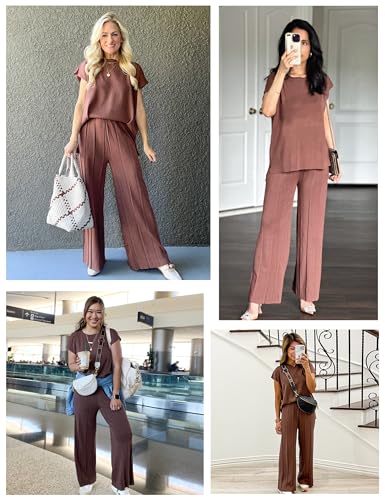 Women's Sweater Set 2 Piece Lounge Set Knit Pullover Tops Vest High Waisted Pants Outfits4