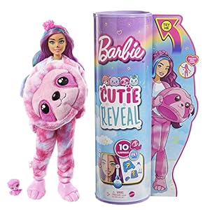 ​Barbie Cutie Reveal Fantasy Series Doll with Sloth Plush Costume & 10 Surprises Including Mini Pet & Color Change, Gift…