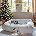 XxingSheep 4 Ways Shuttled XL Cat Tunnel Bed for Indoor Cats Peekaboo Cat Cave Donut with Cool Mat