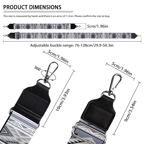 Image of Coldinair Tribal Aztec Purse Straps Replacement Wide Crossbody Bag Straps,Geometric Antique Wide Shoulder Strap Adjustable Guitar Strap for Purse