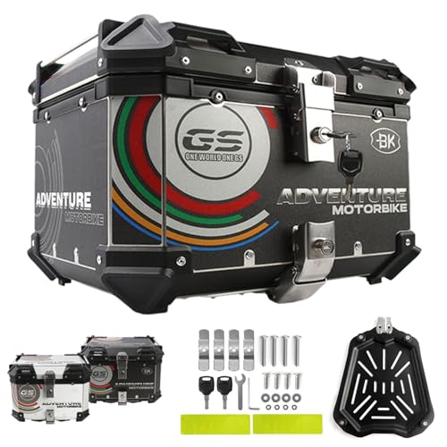 Top Case Moto en Aluminium Noir 65L Idéal pour les Longs Road Trips