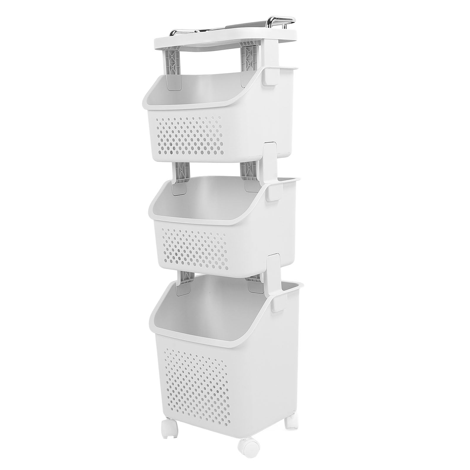 Rolling Laundry Hamper con 4 ruedas, cesta de almacenamiento de ropa multipropósito para casa, cocina, baño (3 nivel)
