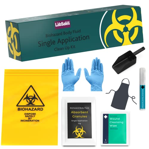 Labsales Biohazard Spill Clean Up Kit Including Nitrile Gloves Absorbant Granules and Much More Body Fluid Emergency Kit for Vomit Blood Sick Urine and Mucus Refill Pack of 1 kit