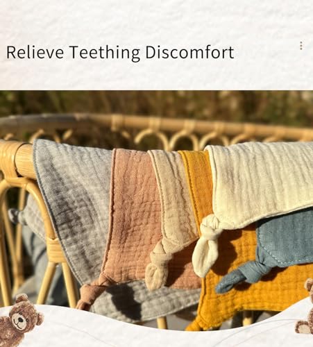 Image of insular Lovey Blanket for Boys and Girls, Organic Cotton Muslin Security Blanket for Babies, Soft Breathable Lovie Soothing Towel for Newborn and Infant, Beige Cat