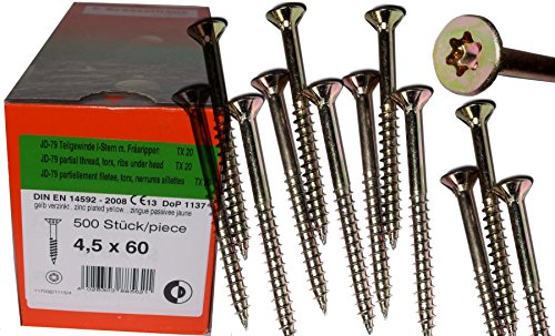 Torx Spanplattenschrauben 4,5 x 60 mm, Dresselhaus JD79, I-Stern, 500 Stk/Paket Cover