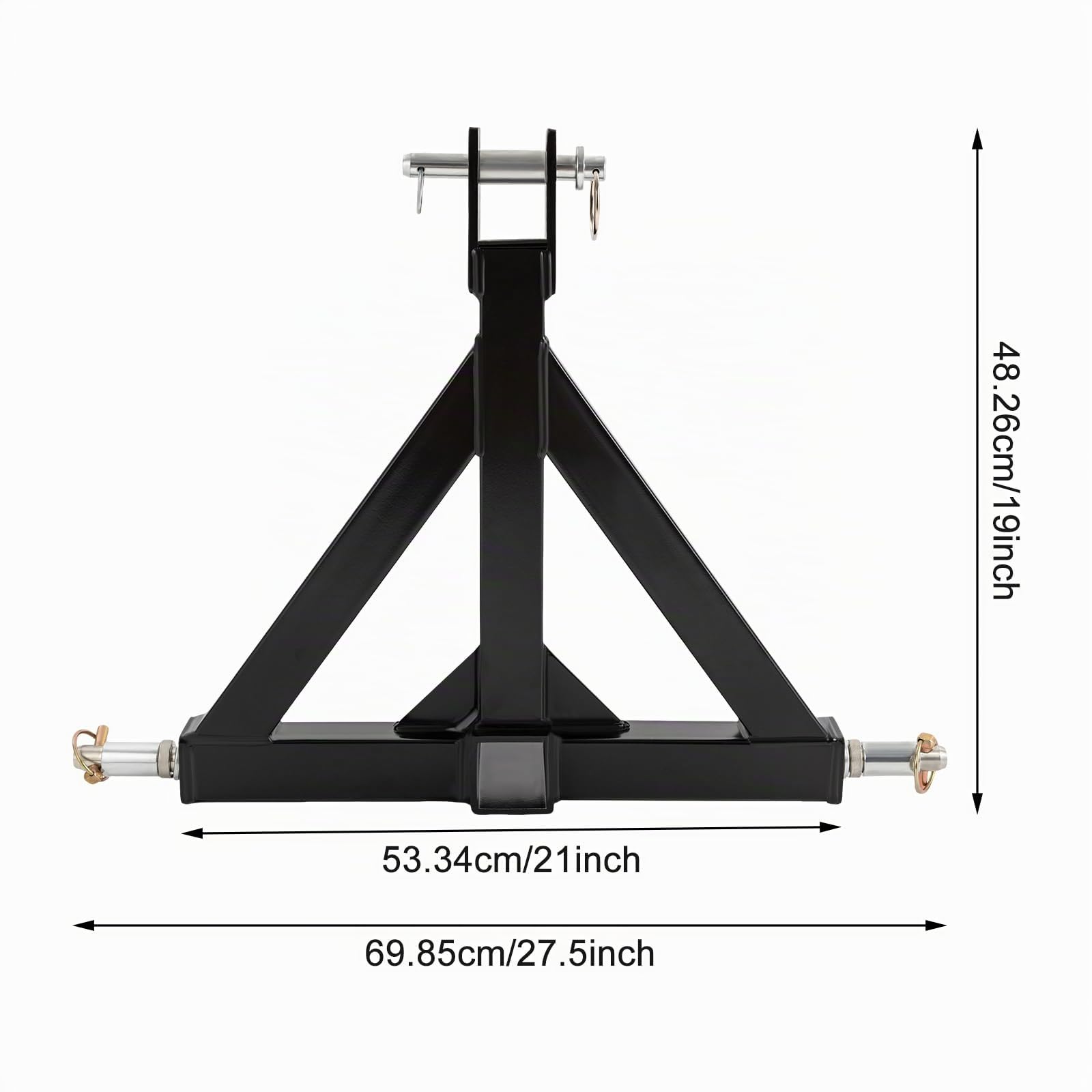 Adaptador de 3 puntos para tractor resistente con receptor de 2 pulgadas, adaptador de enganche para remolque, equipo agrícola, ferrocarril de granja, triángulo para granja, negro