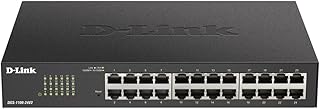 D-Link Ethernet Switch, 24 Port Gigabit Easy Smart Managed Network Internet Desktop or Rack Mountable (DGS-1100-24V2), Black