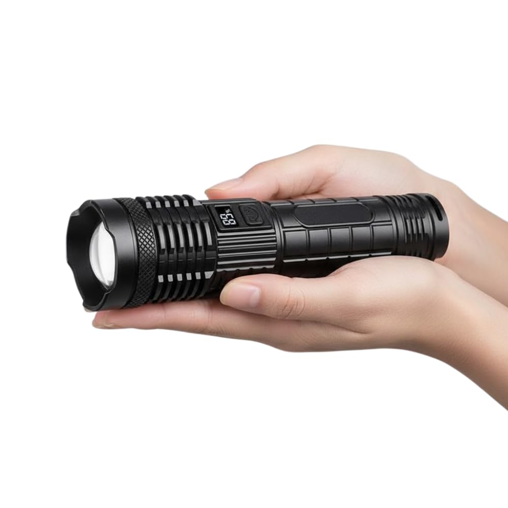 Drumstone (𝐒𝐩𝐞𝐜𝐢𝐚𝐥 𝟏𝟓 𝐘𝐞𝐚𝐫𝐬 𝐖𝐚𝐫𝐫𝐚𝐧𝐭𝐲 Rechargeable LED Flashlight – Aluminum Alloy Retractable Head, USB Type-C Charging, Strong Plastic Torch Light, Portable Outdoor-image-29