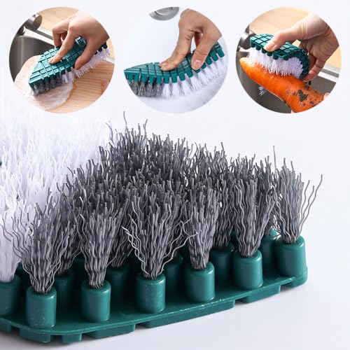 Image of Bendable V-Shape Scrub Brush, Deep Cleaning Toilet Brush with Non-Slip Grip & Sturdy Nylon Bristles, Green, Plastic Handle, 6 inch x 2 inch x 1.5 inch, 1 Count