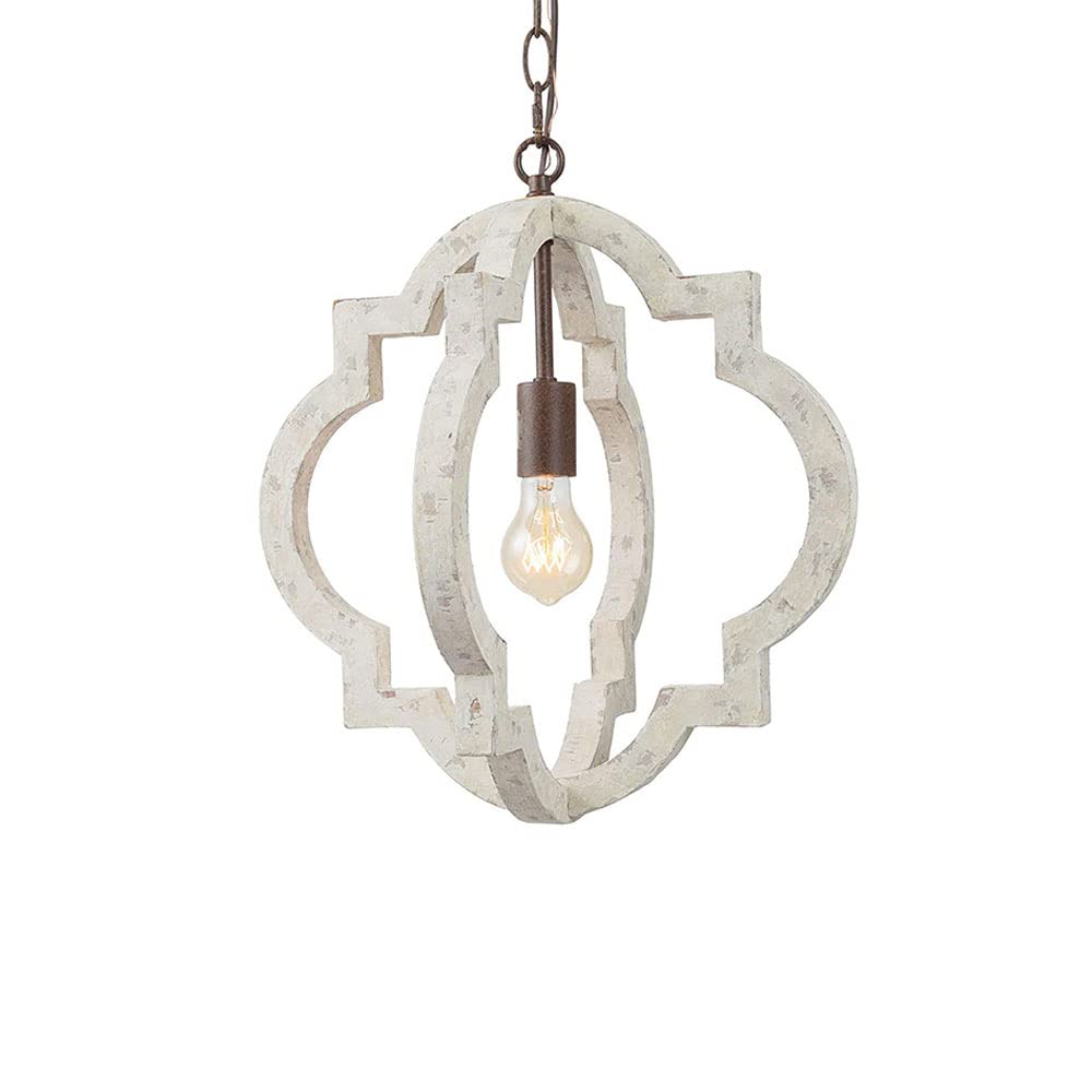 Suspension vintage en bois massif lustre artisanal avec chaîne réglable