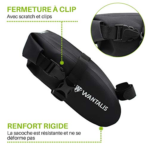 Wantalis Unisex Adult Waterproof Bicycle Saddle Bag, Black, One Size - Image 2