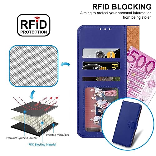 iCatchy for Nothing Phone 2 Case Leather Wallet Book Flip Folio Stand View Magnetic Protect RFID Blocking Cover compatible with Nothing Phone 2 Phone Case (Blue) - Image 2