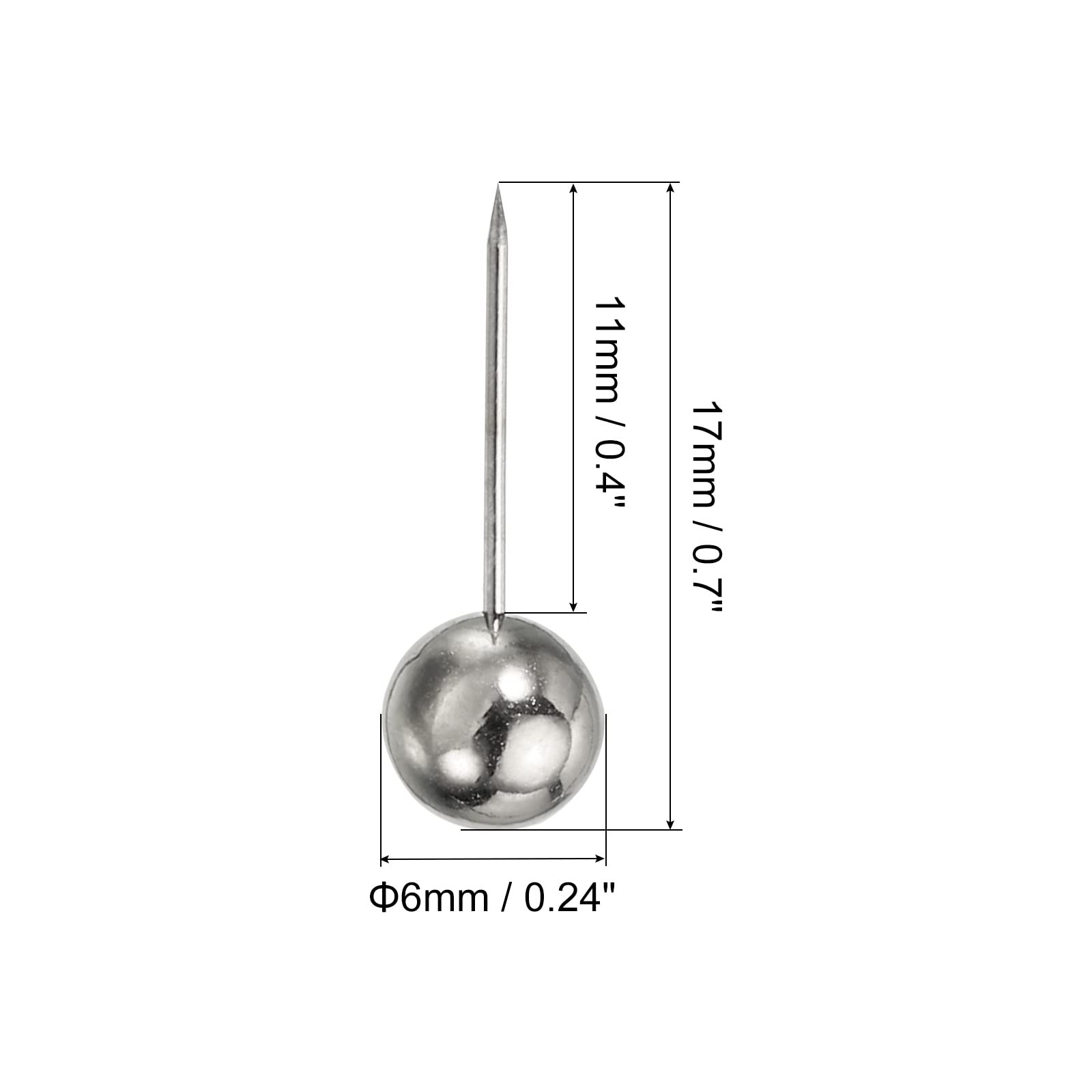 1/4 Inch Round Head Map Tacks Push Pins For Bulletin Boards Metallic ...