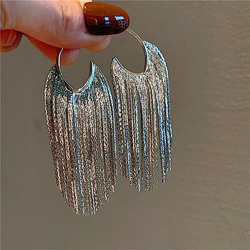 Boho Linear Tassel Drop Dangling Earrings For Women,Long Formal Country Bohemian Fringe Chain Chandelier Prom Statement Trendy Earrings For Party Prom3