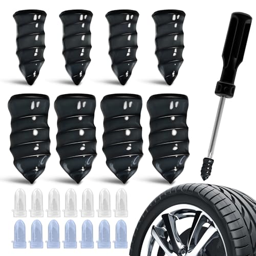 Kit 50 Pezzi Chiodi per Riparazione Pneumatici Sottovuoto – Chiodi in Gomma a Spirale di Alta Qualità con Cacciavite Inclusi, Riparazione Rapida e Sicura per Auto, Moto, Camion e Bici (25S + 25L)