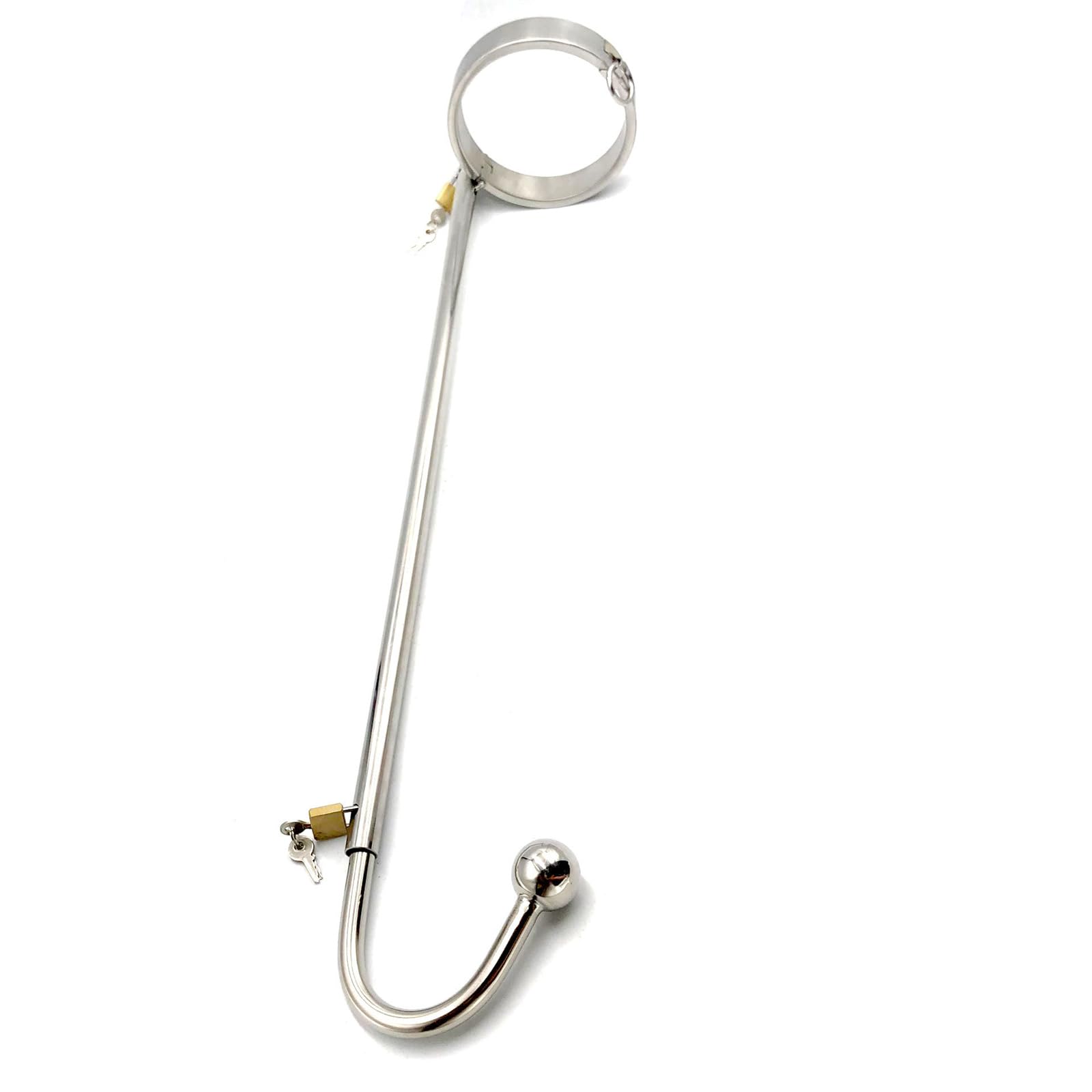 Collare/collare for collo con chiusura a chiave in acciaio inossidabile Bondage BDSM con perline a sfera con gancio anale regolabile Kit di restrizioni for dildo anale Giochi di restrizioni for