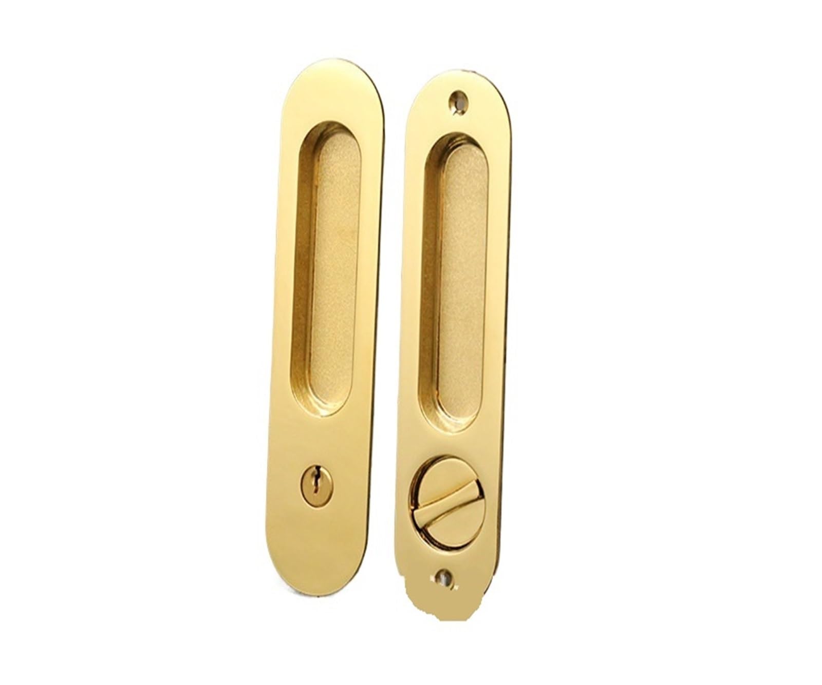 NYRXRYTCA Chinese Retro Sliding Door Lock Indoor Cabinet Wooden Door Double-Sided Sliding Door Lock Bathroom Balcony Flat Push Button European Style(YM03 PVD with lock body)