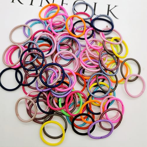 Image of 400PCS Small Hair Ties,No Crease Baby Hair Ties for Girls | 40 Colors 2CM in Diameter Elastic Hair Ponytail Holder Hair Accessories for Baby Girls Infants Toddlers Kids
