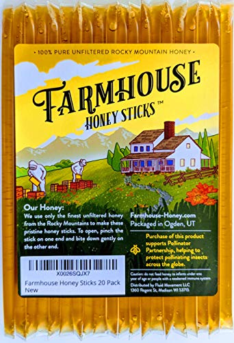 Farmhouse Honey Sticks, All Natural Real American Honey Stix, Easy to Open Honey
