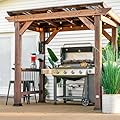 Backyard Discovery Saxony Wooden Grill Gazebo, Insulated Steel Roof, Cook Station, Barbeque, Patio, Deck, Withstand Wind and Snow, Corrosion Resistant, Reduce Heat Transfer, Power Ports, Walnut