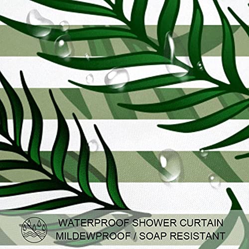 Rideau de douche à rayures feuilles tropicales imperméable 183x183 cm - 4