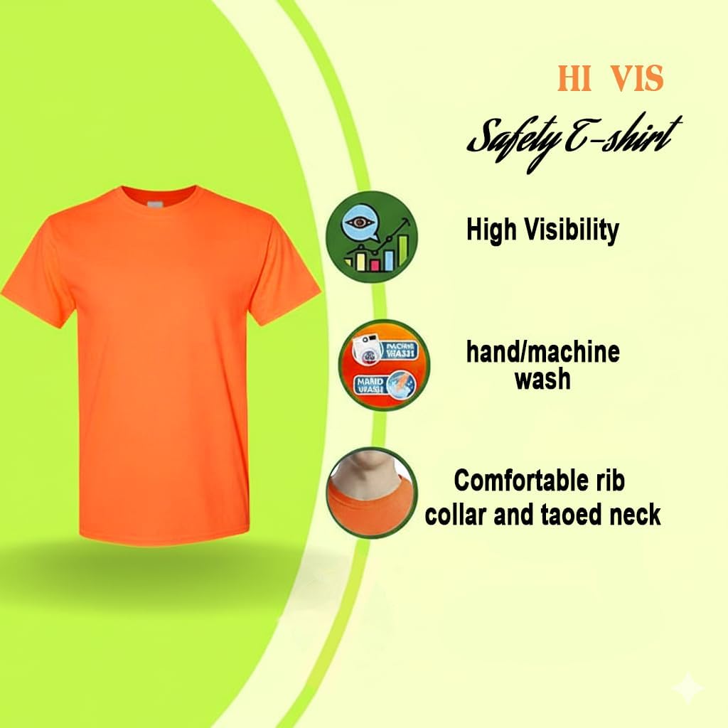 Heavy Cotton High Visibility Mix Pack Short Sleeve Safety Orange & Green T Shirt, 50/50 Cotton/Polyester - Image 2